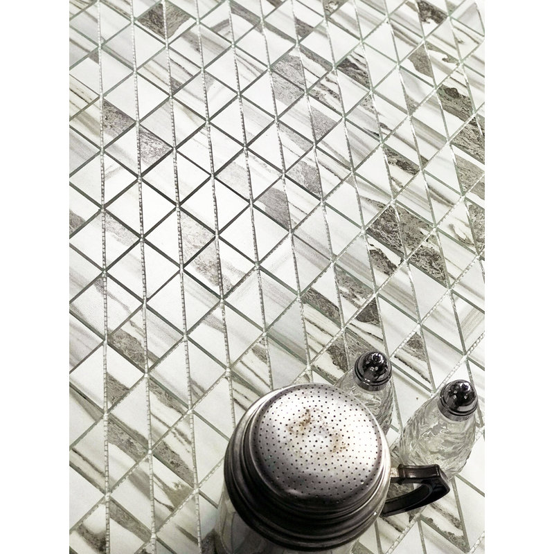Carrelage mosaïque en verre 0,75 po x 0,75 po Art Deco Triangle, Corteccia urbain