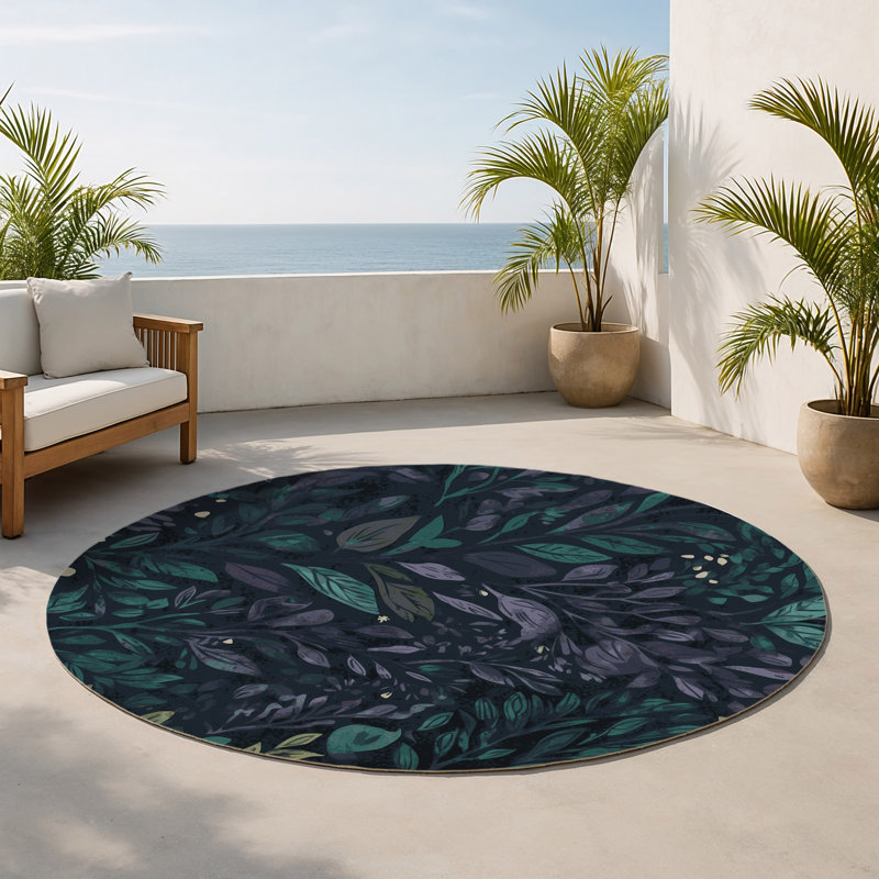 Tapis intérieur et extérieur Verdant Horizon, Rond 5 pi