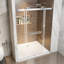 Pare-douche double coulissant l 60 po x H 78 po, finition nickel brossé à fermeture en douceur, verre trempé de 3/8 po (10 mm) avec film fracassant, conception imperméable, tampon coulissant en douceur, porte à largeur réglable