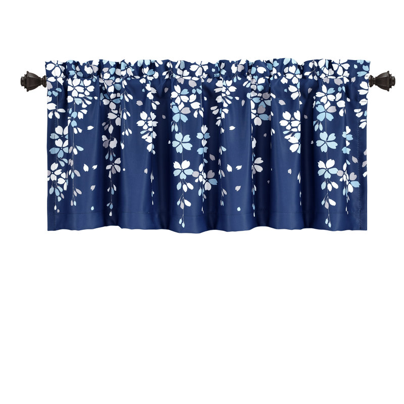 Floral Tailored Window Pelmet, Navy