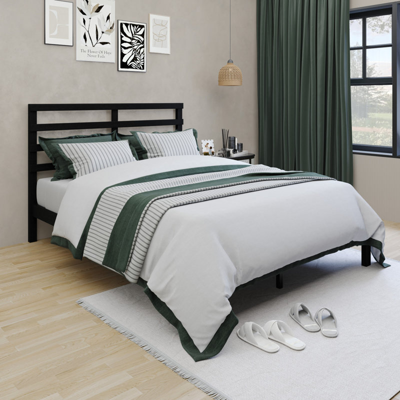 Aaheli Solid Wood Panel Bed, King, Black