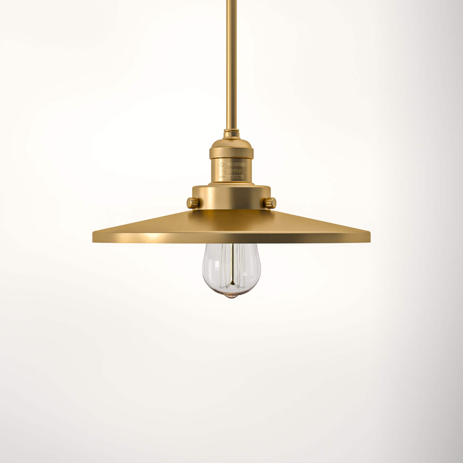 Rouvin Single Light Metal Dimmable Pendant, 5.38" H x 16" W x 16" D, Satin Gold, Satin Gold