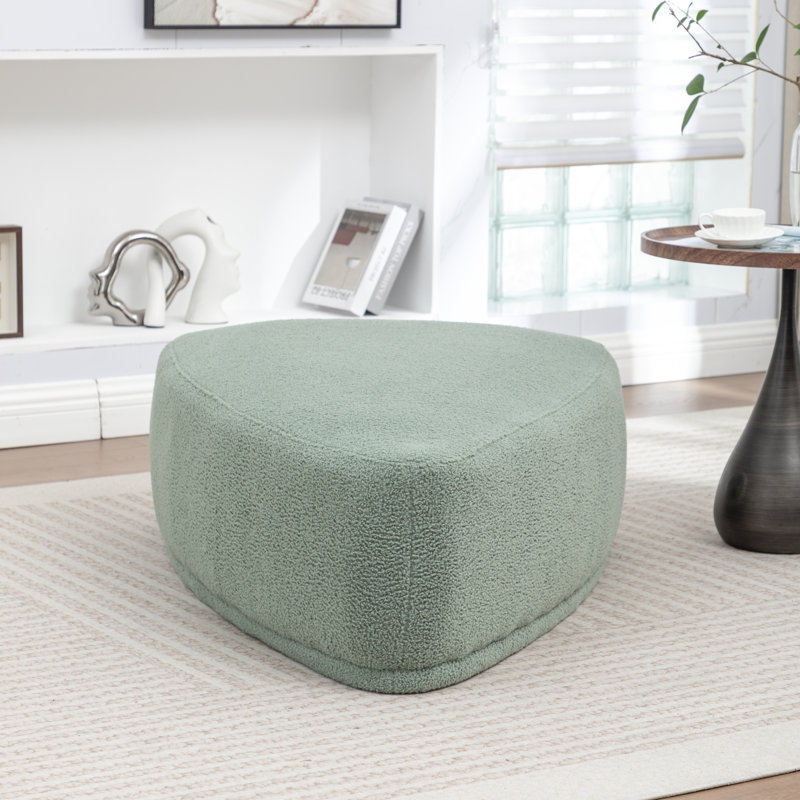 Sam Faux Fur Upholstered Ottoman, Green