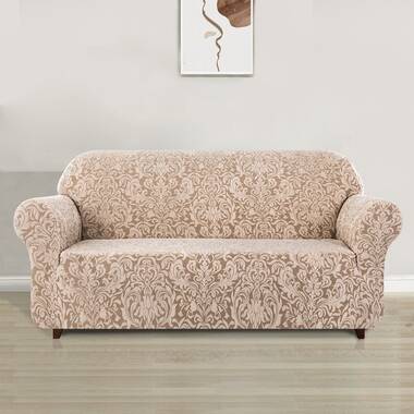 Box Cushion Loveseat Slipcover Winston Porter Fabric: Sand Polyester Blend