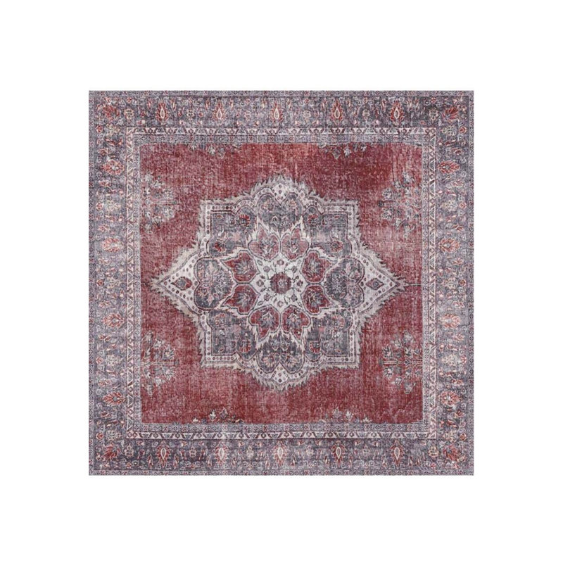 Tapis rouge à motif tissé rétro, Rectangle 3 pi 10 po x 5 pi 3 po