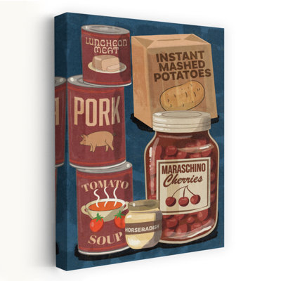 Retro Pantry Staples Retro Vintage Wall Art Print by Nicholas - Wrapped Canvas Print