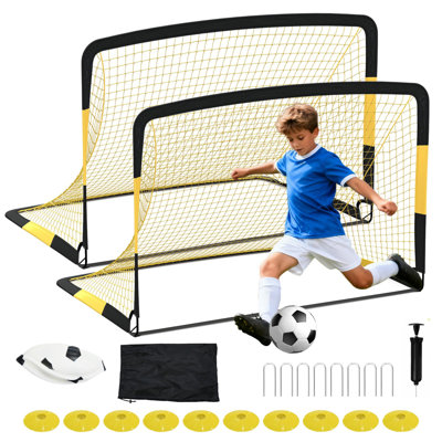 6x4 FT Soccer Goal Set of 2 Portable Pop Up Kids Soccer Goals with Ball, Cones & Carry Bag for Backyard Park Field Practice