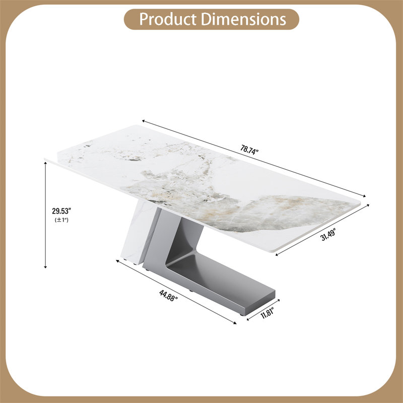 Stone Top Metal Base Dining Table, Black