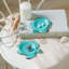 Ensemble de 2 plateaux en métal turquoise