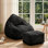 Grand fauteuil à billes avec repose-pieds et poche latérale pour adultes