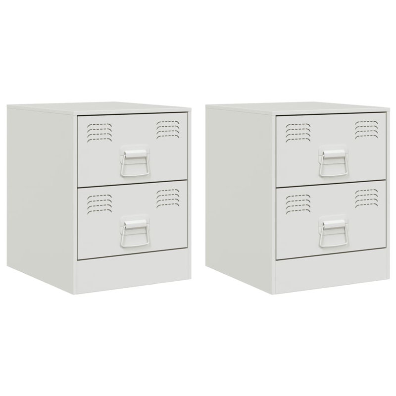 34.5cm W Steel Bedside Table, White, Individual