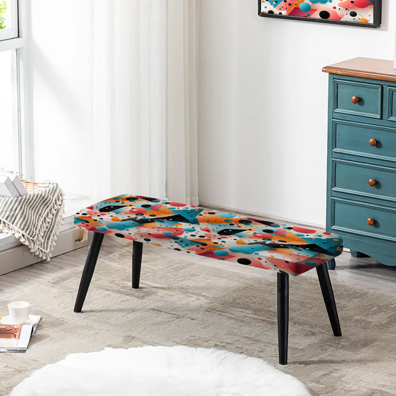 Trendy Patterns Style des années 1970 - Banc rembourré géométrique noir