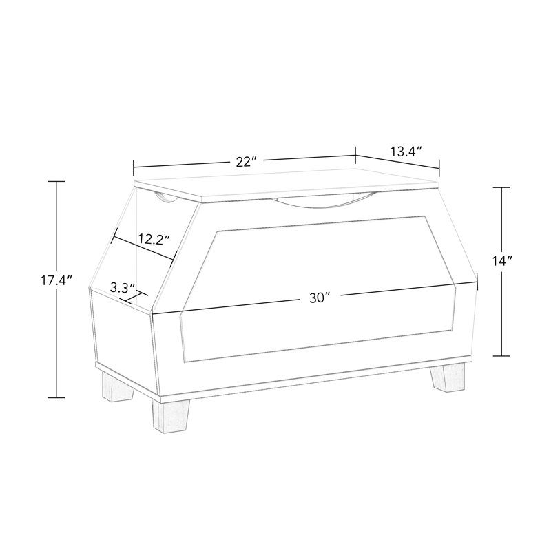 Light Woodgrain Kids' Toy Storage Box with Side Shelves