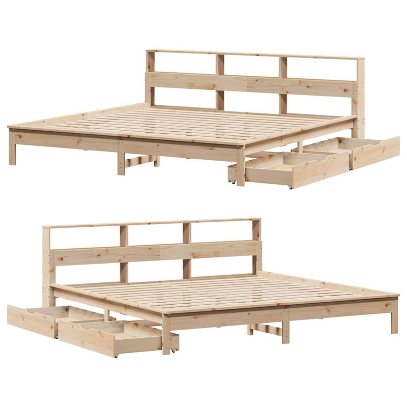 Juengel Solid Wood Drawers Bed Frame, 152 x 220.5 cm, Brown