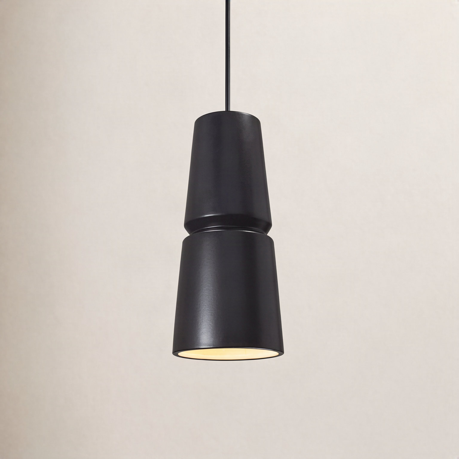 Logan Dimmable Ceramic Single Light Pendant, 13.5" H x 6" W x 6" D, Greco Travertine, Brushed Nickel