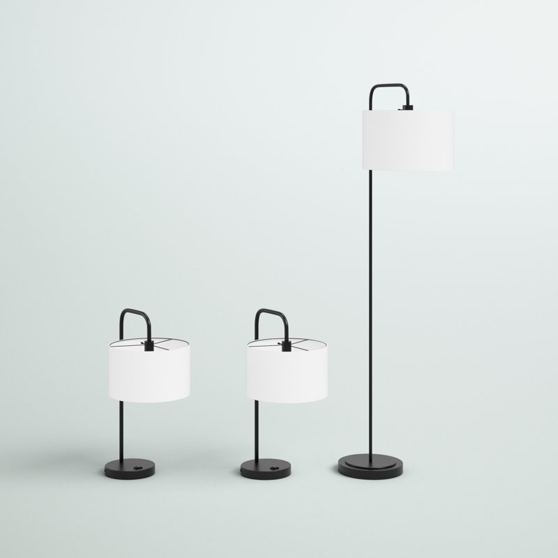 Ensemble 3 pièces de lampes de table et sur pied Ashe