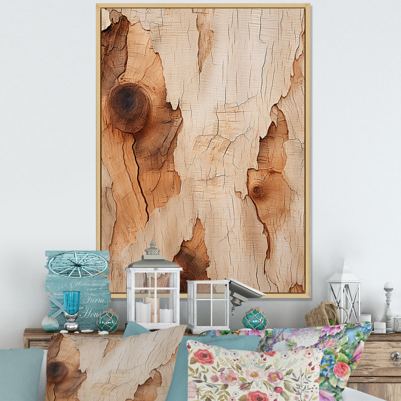 «Brown American Basswood Essence», art mural arbre, Cadre flottant brun, H 40 po x l 30 po x P 1,5 po
