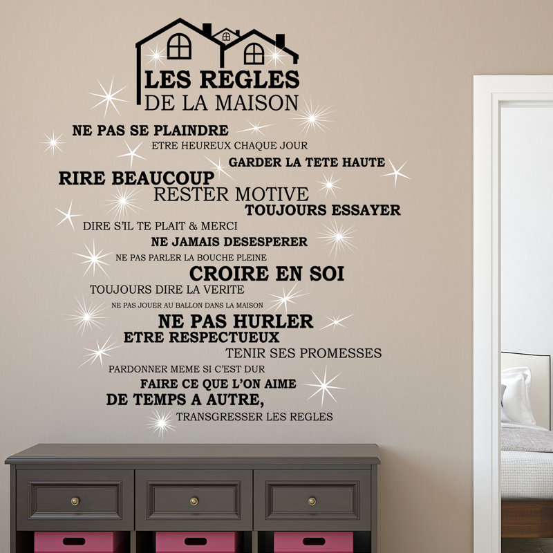 Décalcomanie murale en cristal toit house rules, 59,05" H x 51,1" L