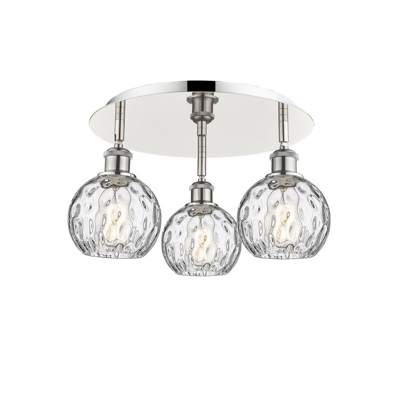 Ambrosane Glass Flush Mount, Polished Nickel