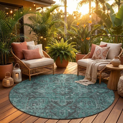 Tapis extérieur rond lavable antidérapant 8 pi