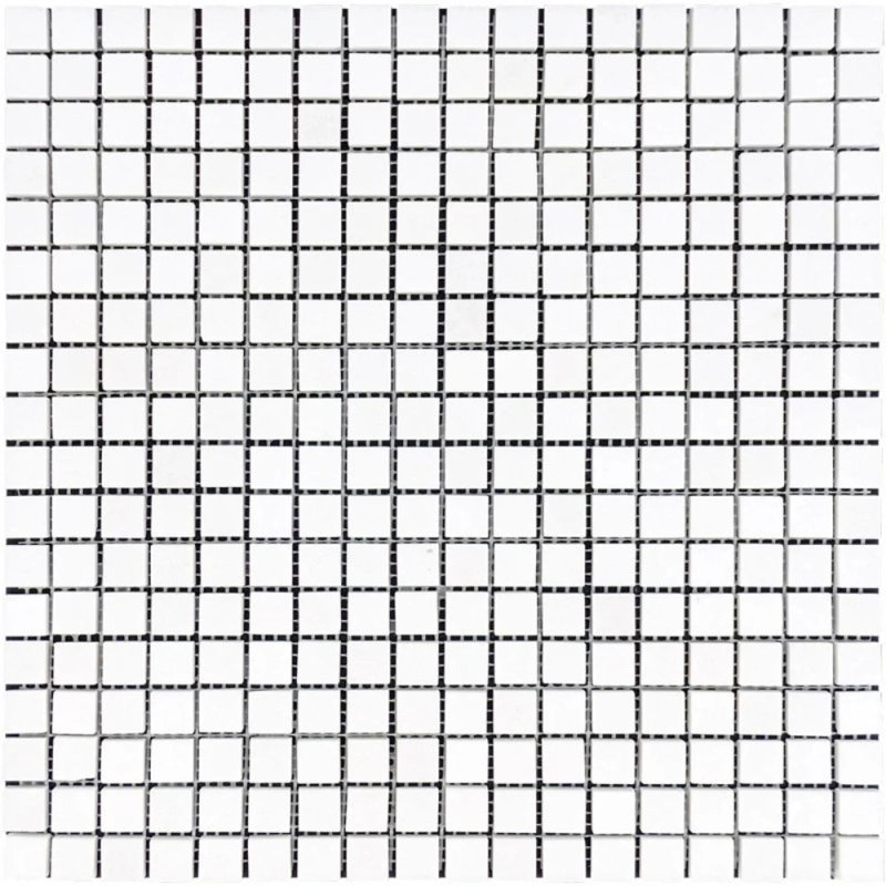 1" x 1" Marble Grid Mosaic Wall & Floor Tile, Honed White