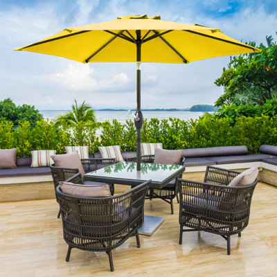 Kahoka 7.5' Outdoor Patio Market Umbrella with Push Button Tilt, All-Weather Table Umbrella for Deck Backyard Garden