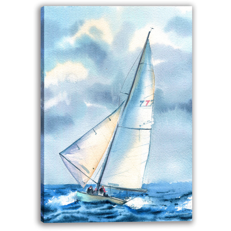 Ocean Breeze Sailing Wrapped Canvas Wall Art, 48" H x 36" W