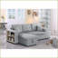 Canapé modulaire réversible avec causeuse coulissante Daniel & amp; Chaise avec rangement - mélange de lin | Gris | Accoudoirs carrés