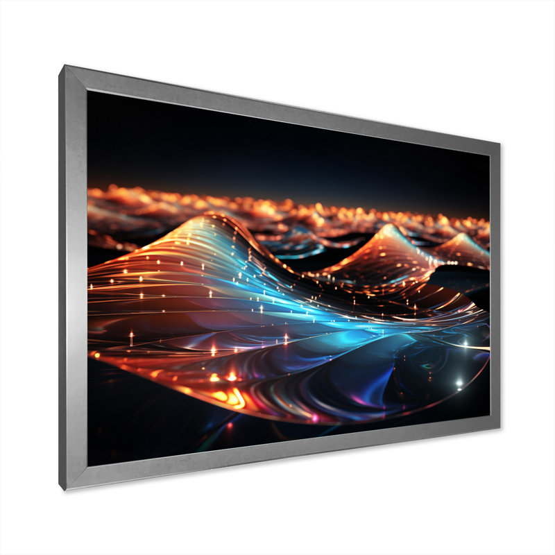 Abstrait paysage urbain futuriste du son I sur toile, H 16 po x l 32 po x P 1 po, Cadre flottant doré