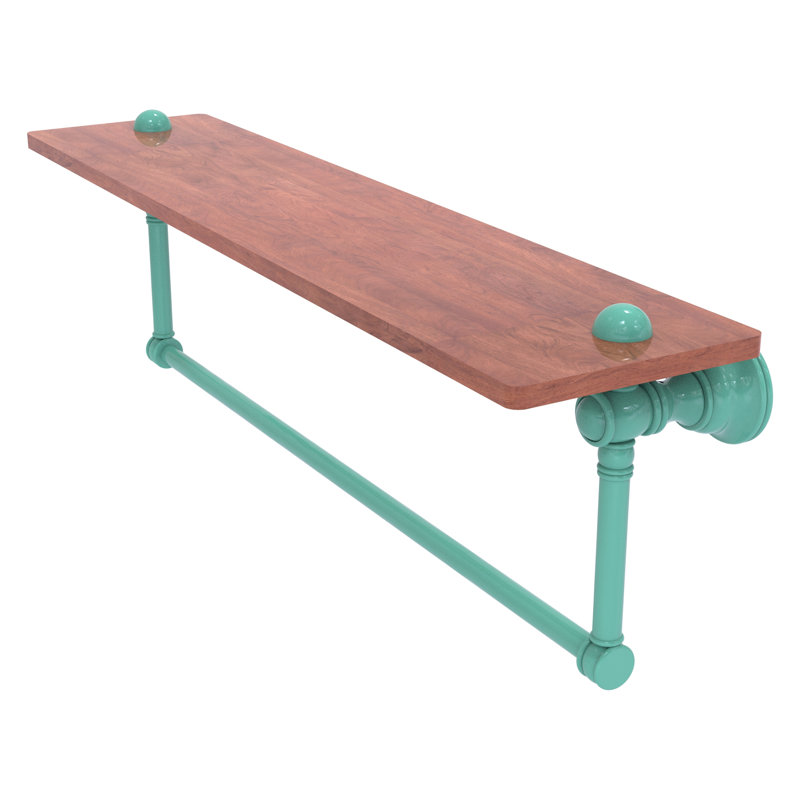 Tablette flottante avec barre à serviettes Carolina, H 7 po x l 22 po x P 5,54 po, Vert écume de mer