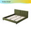 Structure de lit en velours de taille très grand vert olive, lit plateforme tapissier avec tête de lit capitonnée courbée, aucun sommier tapissier requis, plateforme tapissier moderne