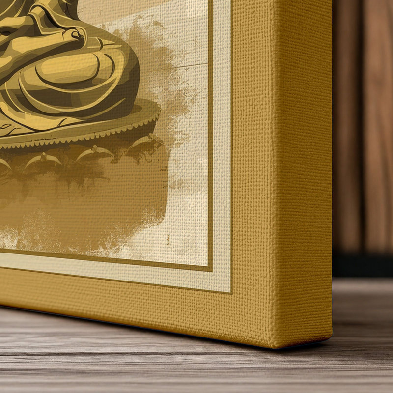 Buddha in Repose Japandi - Wrapped Canvas, 36x24 - 91.4 x 61.0 cm, Ochre Border
