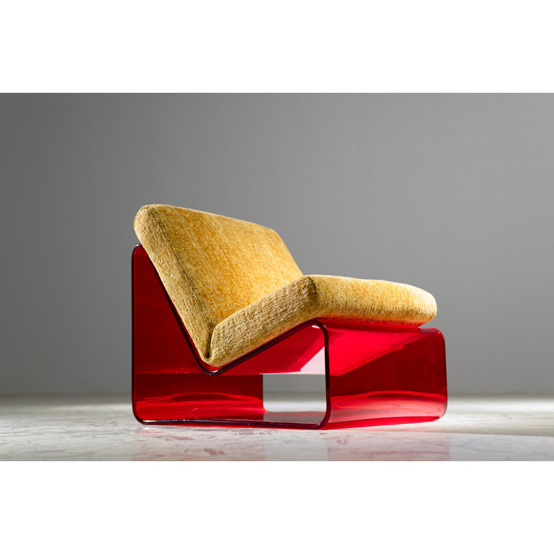 Lucite Lounge Chair – Customizable Modern Acrylic Accent & Makeup Chair, Blood Orange
