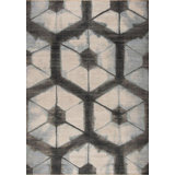 Shibori Hand Knotted Wool Area Rug in Ivory/Gray