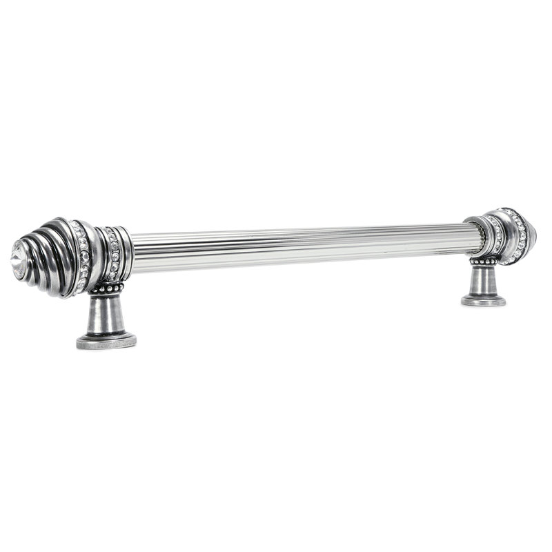 Cache multi-crystals large ends; 22 inch center to center appliance/long pull; 3/4 reeded bar; decorated with swarovski crystals in finish Chalice
