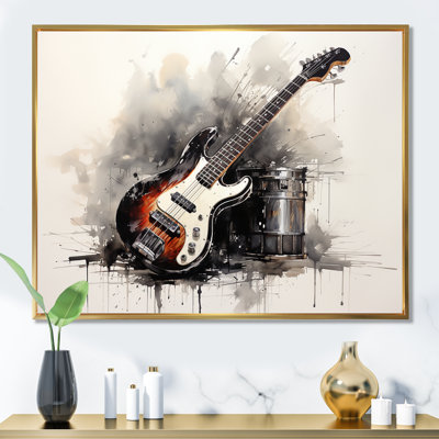 «Brown Charcoal Guitare Vibations III», art mural musique