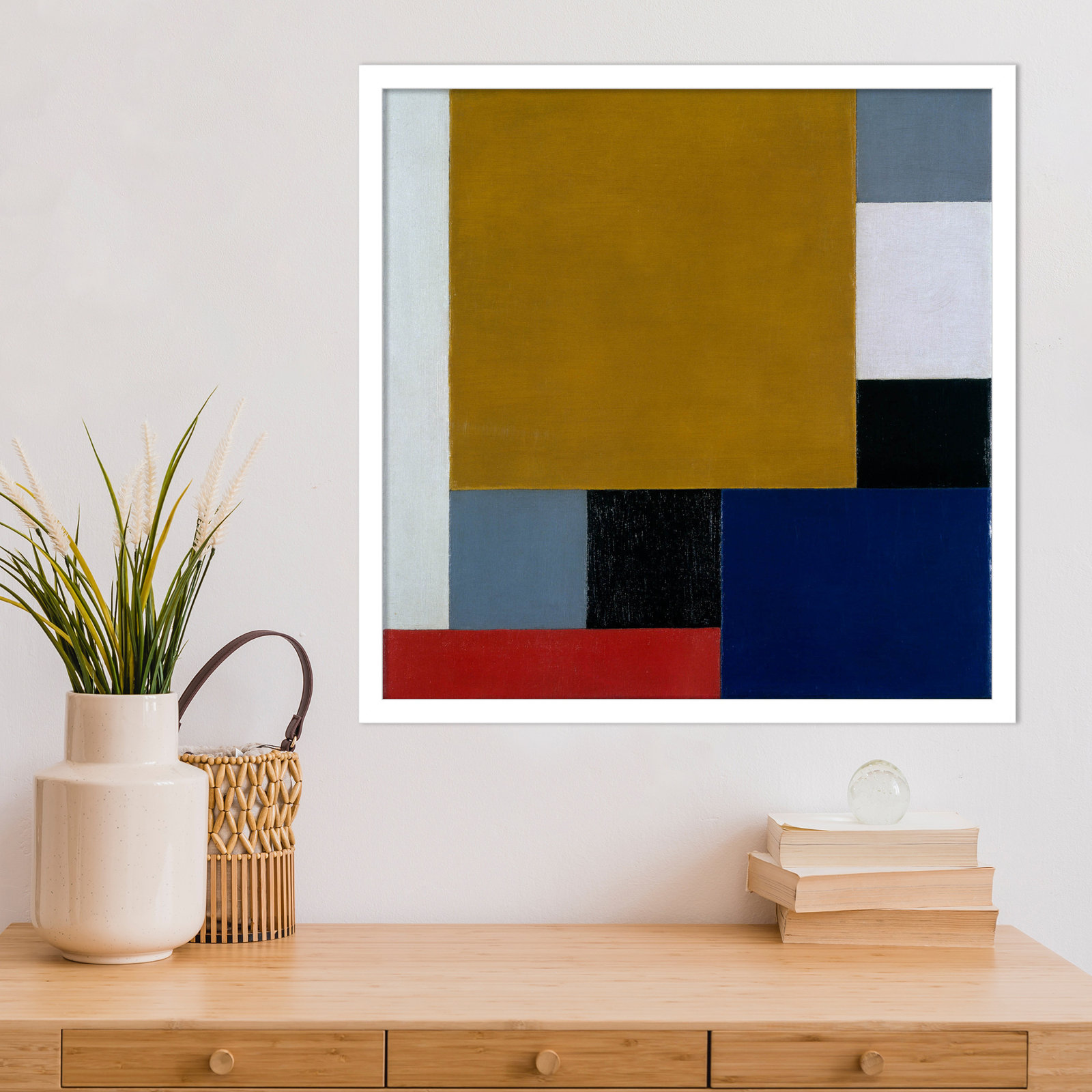 Dannette "Composition 22" Print, White Paper Framed, 21" H x 21" W