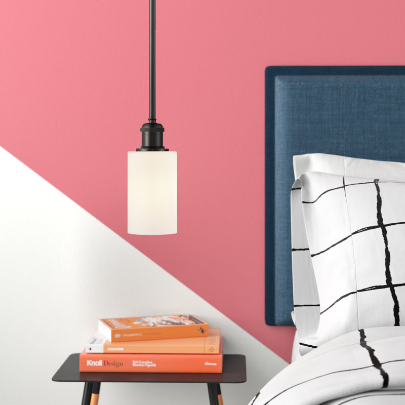 Glessite 1 - Light Single Cylinder Pendant, White, LED, Oil Rubbed Bronze
