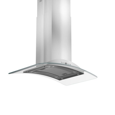 StainlessGlass 30" 400 CFM Convertible Island Range Hood in Brushed 430 Stainless Steel