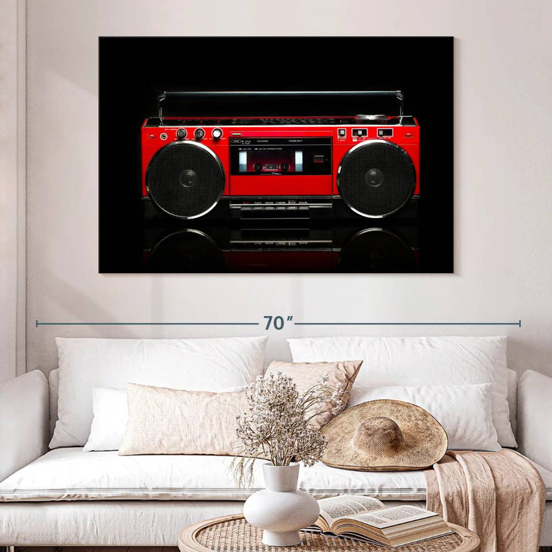 Abarca Retro Red Boom Box, 30" H x 45" W