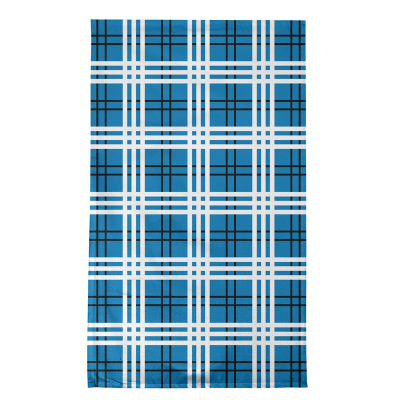 Plaid Tea Towel Kitchen Towel, Cotton Blend, Blue/White/Black