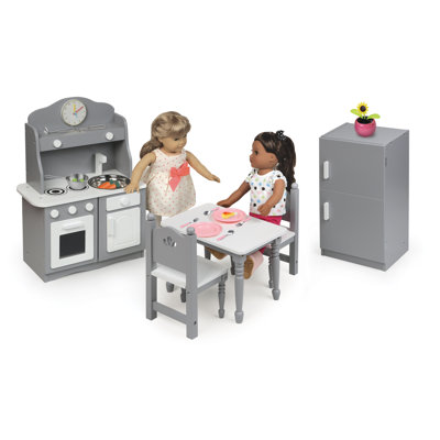 Kitchen Furniture Set for 18 inch Dolls - Gray/White