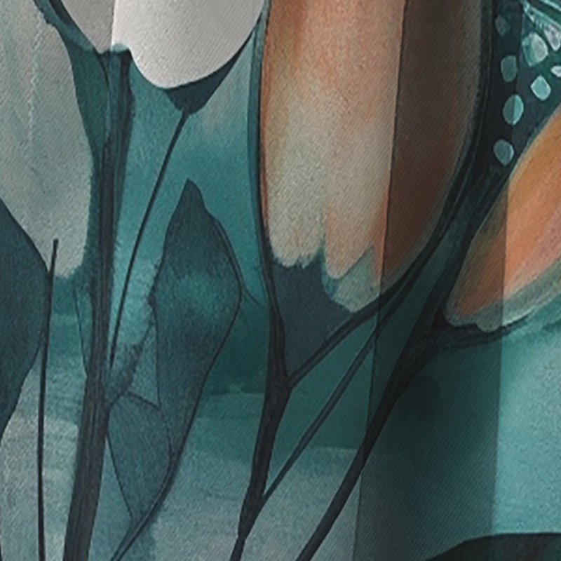 Rideaux occultant vert et orange Reflets Of A Free Mind III - Velours plumes Boho, L 52 po x L 90 po