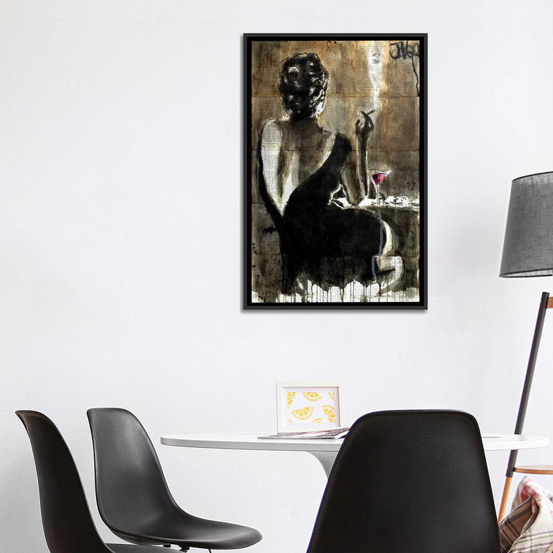 Cocktail par Loui Jover - imprimé, H 40 po x l 26 po, Cadre blanc, Bois foncé rustique