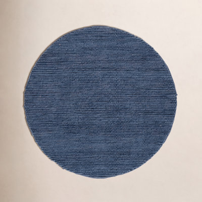 Elle Navy Blue Hand-Woven Wool Rug