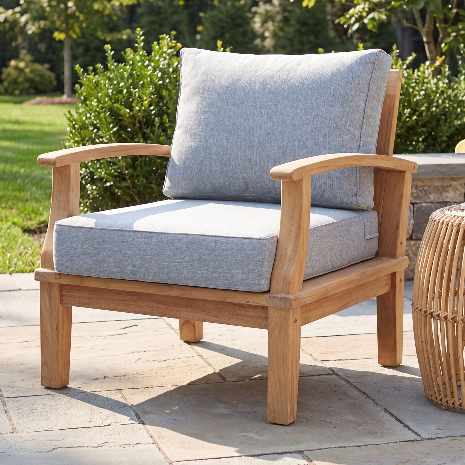 Marina Teak Patio Lounge Chair, Gray