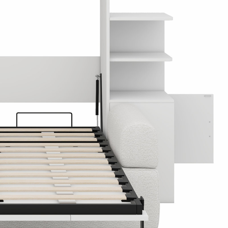 Canapé-lit combiné avec armoires de rangement encastrées, Blanc