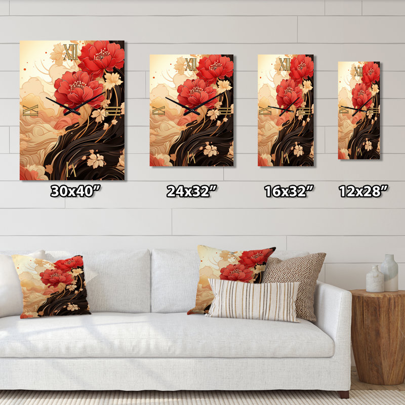 Horloge murale Elconin - Chrysanthemums, Moyen