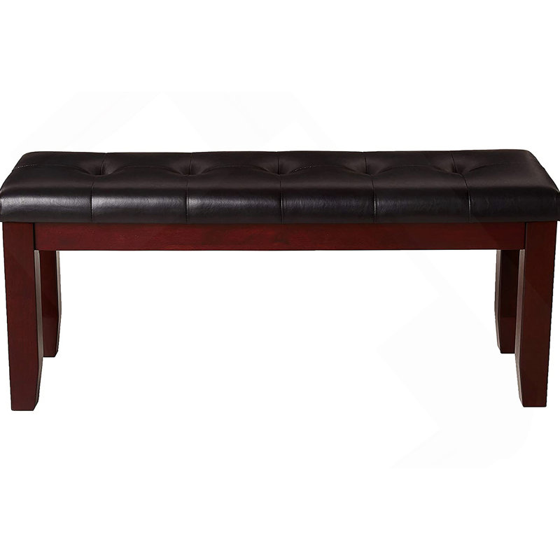 Banc moderne 1pc avec siège LeatherLook avec capitonnage et pieds en bois
