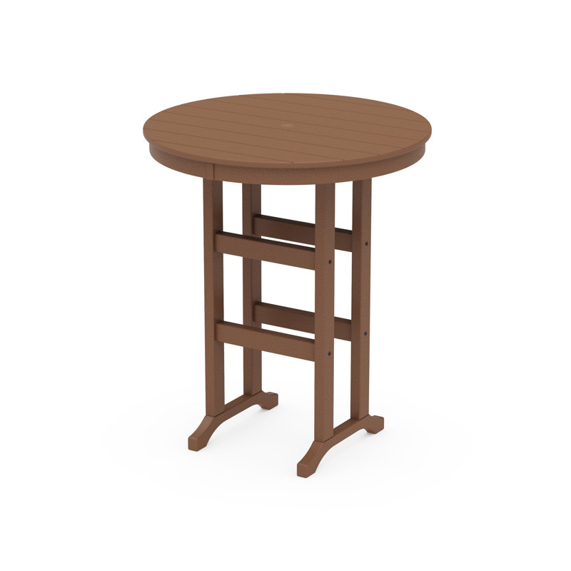 POLYWOOD Round Farmhouse Bar Table, Dark Teak, 36"